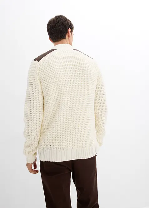 Grof gebreide trui met geweven inzet, bonprix