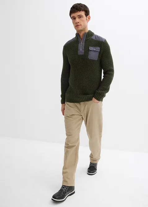 Grof gebreide trui met geweven inzet, bonprix