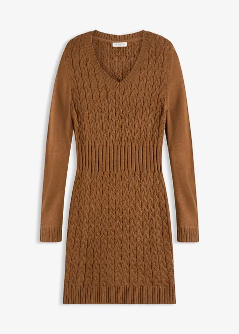 Gebreide jurk met kabelpatroon, bonprix