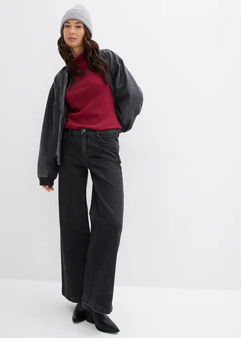 Wide leg jeans, mid waist, full length, bonprix