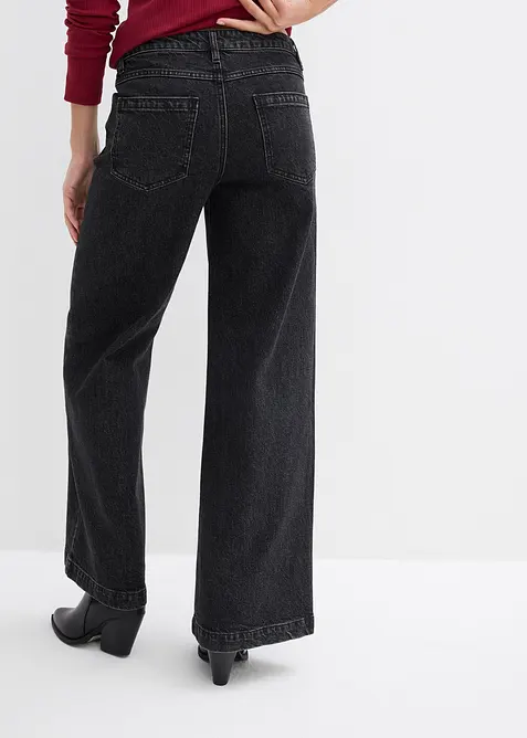 Wide leg jeans, mid waist, full length, bonprix