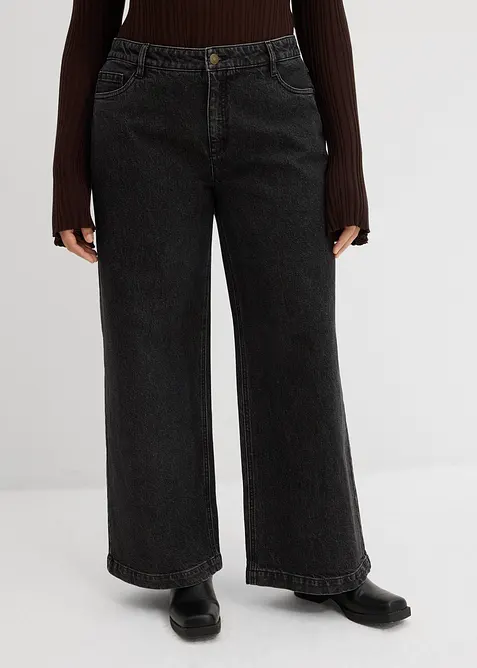 Wide leg jeans, mid waist, full length, bonprix
