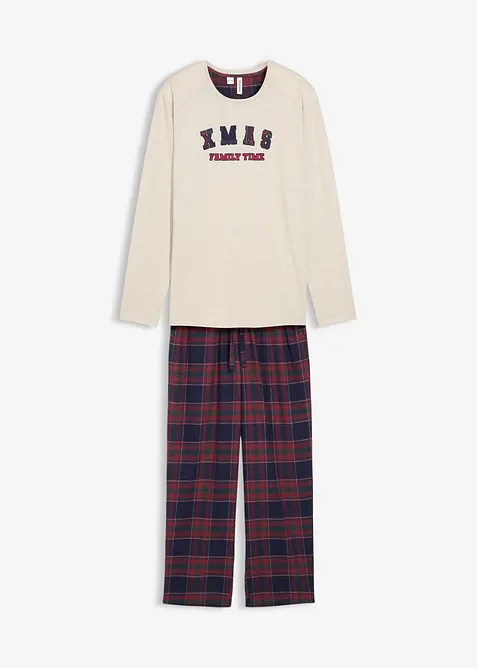 Pyjama met flanellen broek van zacht katoen, met geschenktasje, bonprix