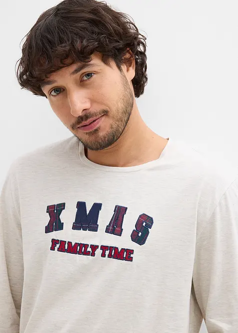 Pyjama met flanellen broek van zacht katoen, met geschenktasje, bonprix