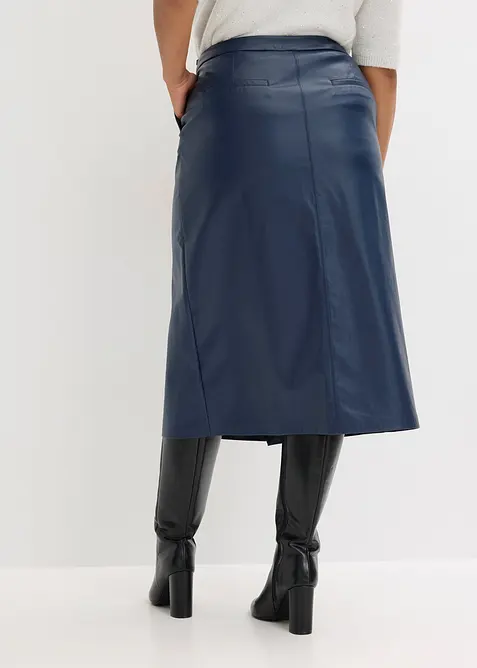 Imitatieleren midirok in wikkellook, bonprix