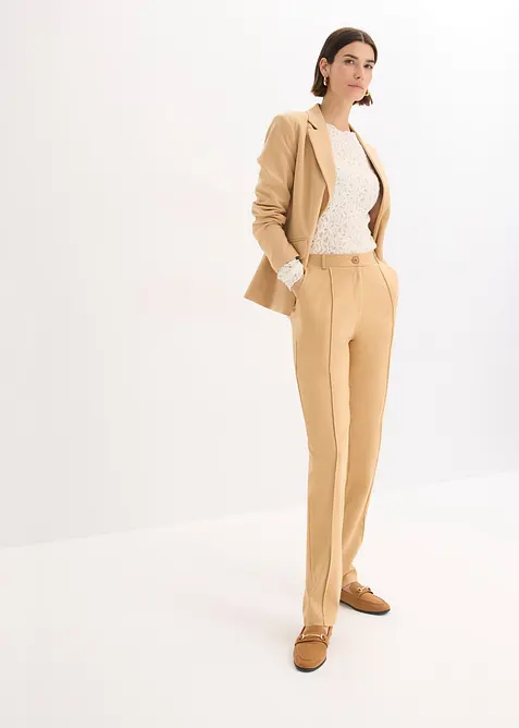 Jersey broek met biezen, bonprix