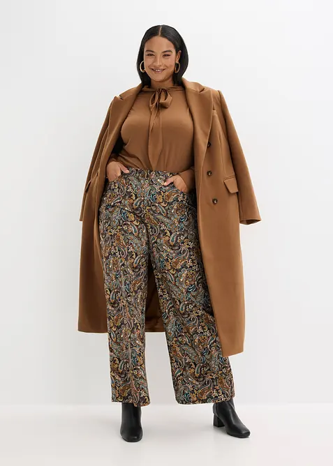 Wide leg stretch broek met katoen, bonprix