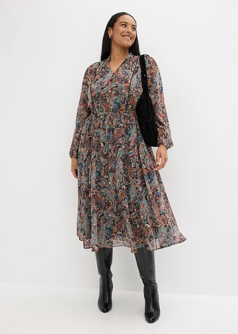 Chiffon jurk met paisley dessin, bonprix