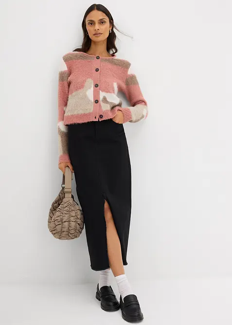 Fijngebreid vest met colorblocking en knoopsluiting, bonprix