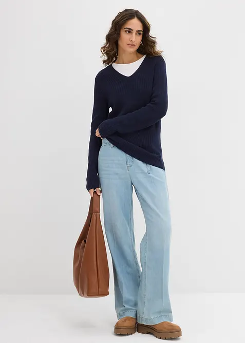 Fijngebreide trui van biologisch katoen, bonprix