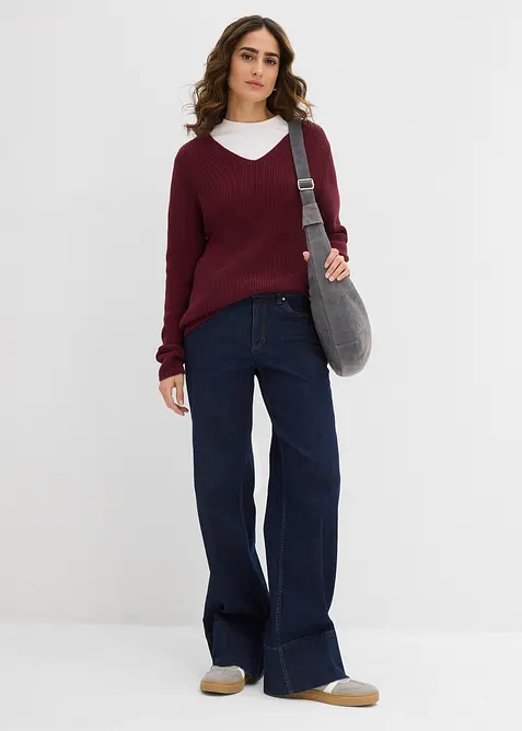 Fijngebreide trui van biologisch katoen, bonprix