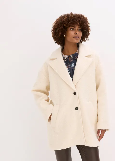 Korte, oversized bouclé jas, bonprix