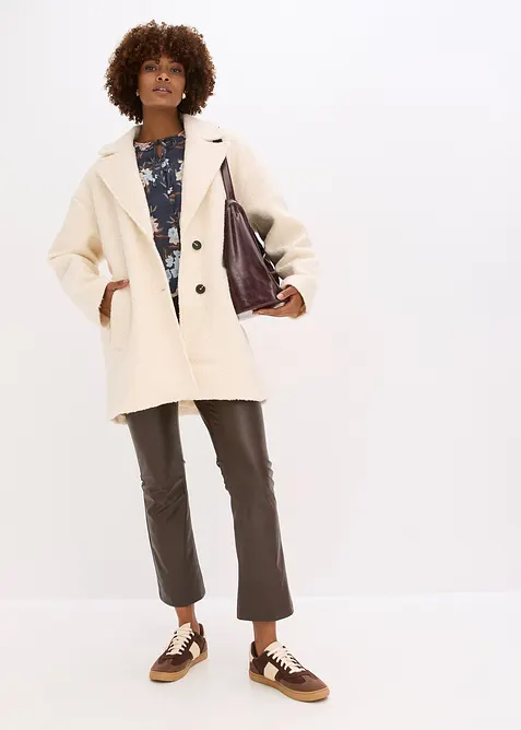 Korte, oversized bouclé jas, bonprix