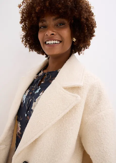 Korte, oversized bouclé jas, bonprix