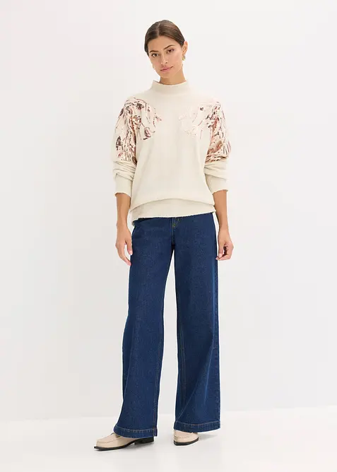 Oversized trui met pailletten, bonprix