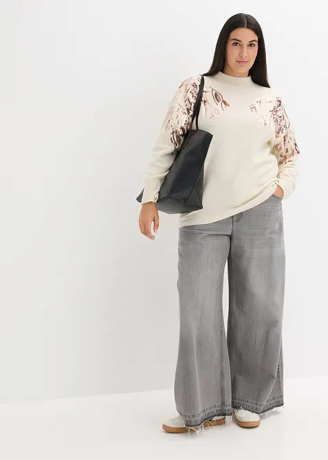 Oversized trui met pailletten, bonprix