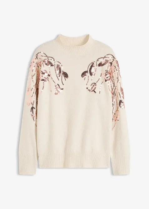 Oversized trui met pailletten, bonprix