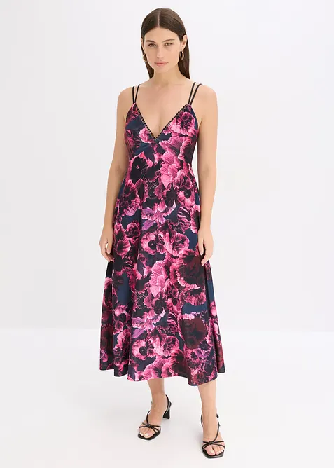 Midi jurk van glanzend fluweel, bonprix