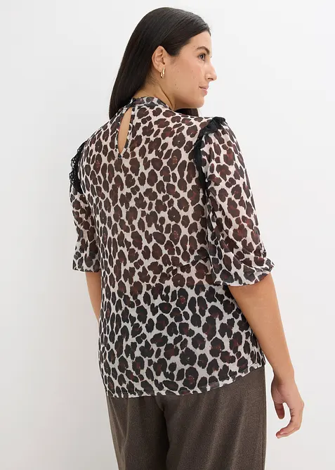 Shirt van zacht mesh met kant, bonprix