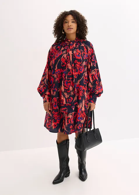 Jurk met strikkraag, bonprix