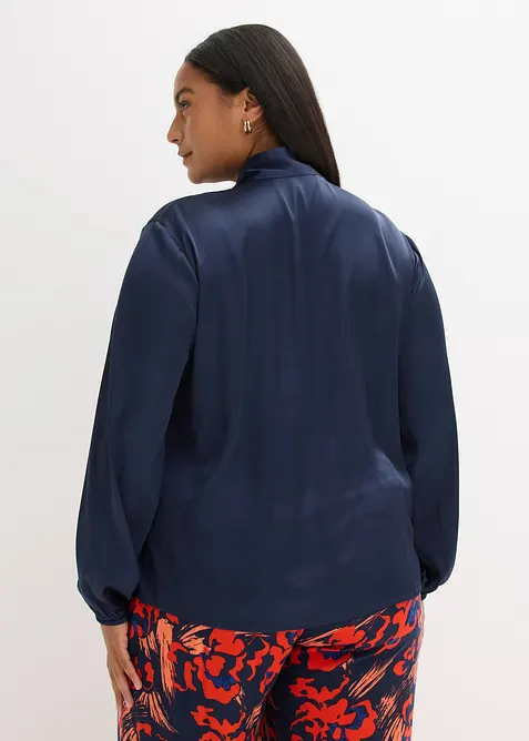 Blouse met strik van soepelvallend satijn, bonprix