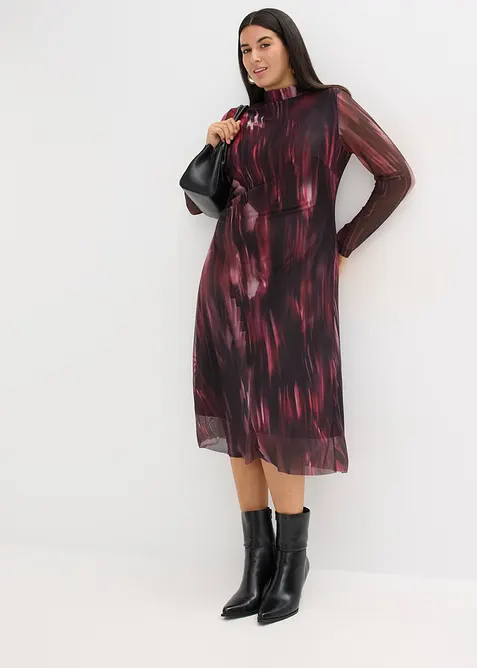 Midi jurk van zachte mesh, bonprix