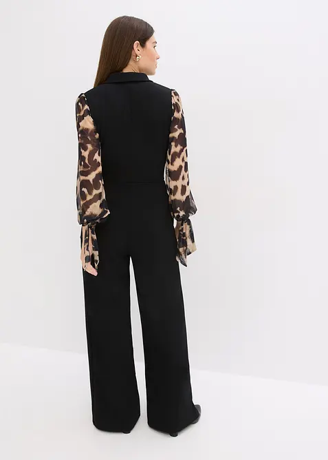 Jersey jumpsuit met mesh mouwen, bonprix