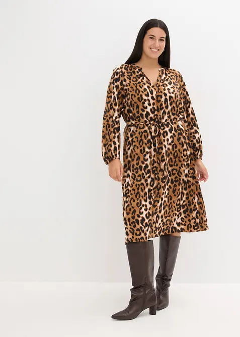 Midi jurk van soepelvallend satijn, bonprix