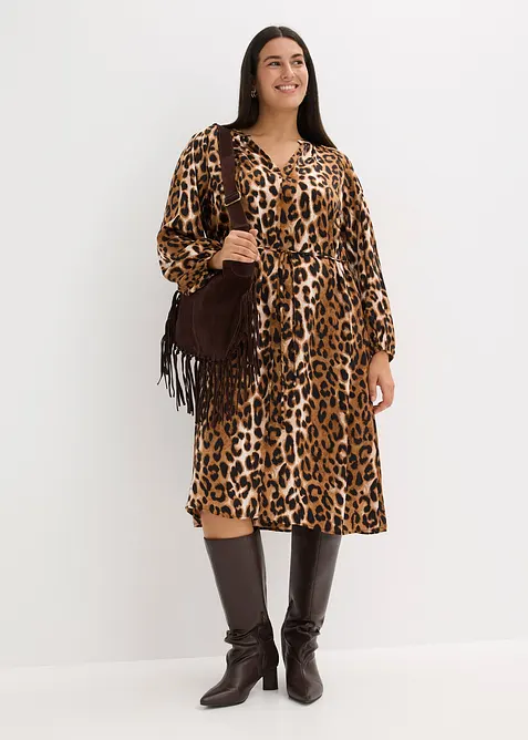 Midi jurk van soepelvallend satijn, bonprix