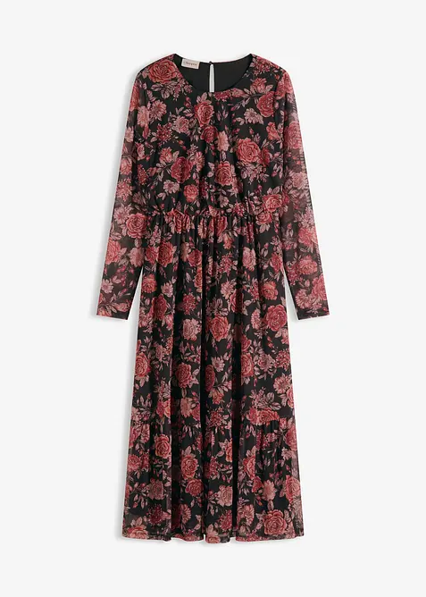 Midi jurk van zachte mesh, bonprix