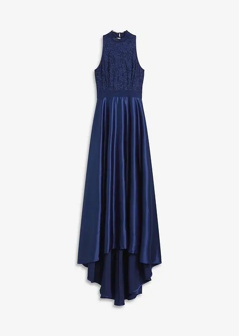 Maxi jurk met kant van glanzend satijn, bonprix