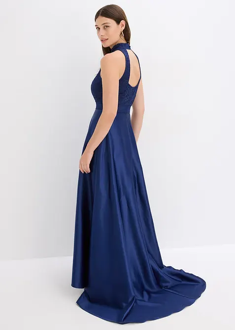 Maxi jurk met kant van glanzend satijn, bonprix