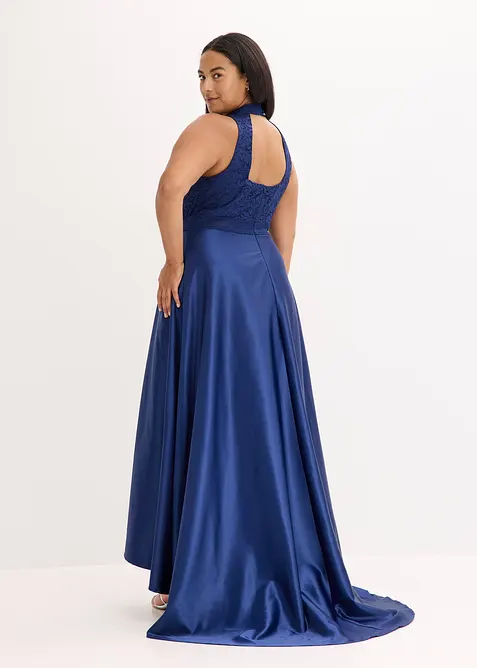 Maxi jurk met kant van glanzend satijn, bonprix