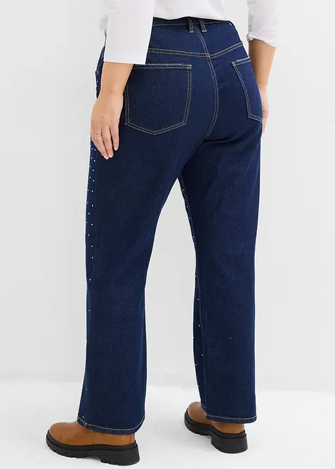 Straight jeans met strass, mid waist, bonprix