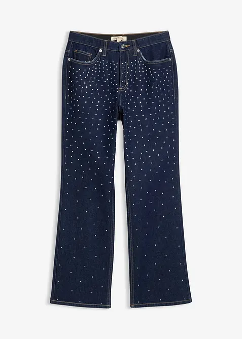 Straight jeans met strass, mid waist, bonprix