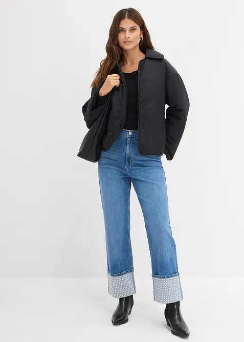 Straight jeans high waist met turn up, bonprix