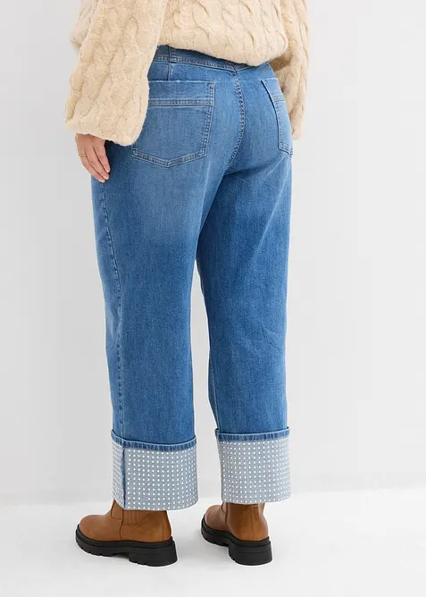 Straight jeans high waist met turn up, bonprix