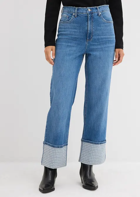Straight jeans high waist met turn up, bonprix