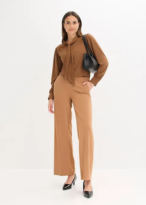 Shirt met viscose en satijnen strik, bonprix