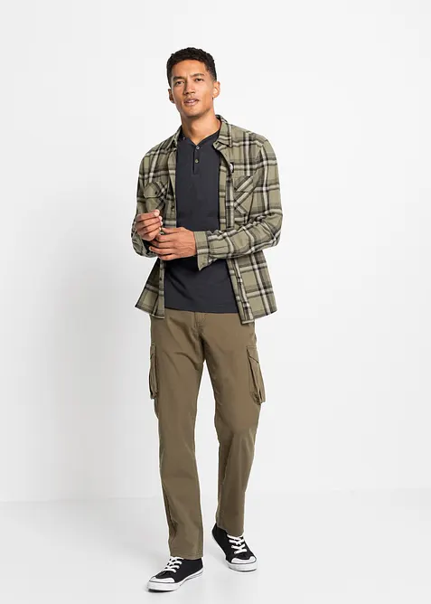 Henley longsleeve van biologisch katoen (set van 2), bonprix