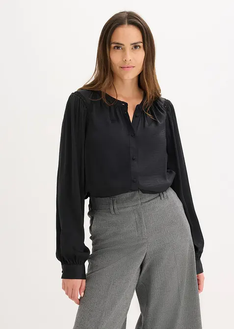 Blouse met biezen van kant, bonprix