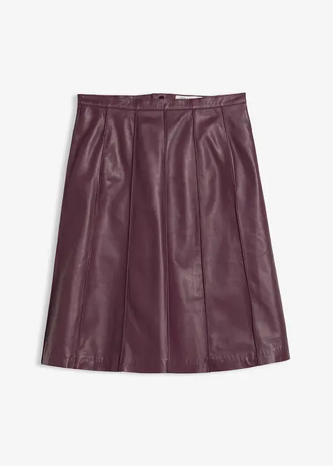 Uitlopende leren rok van lamsnappa, bonprix