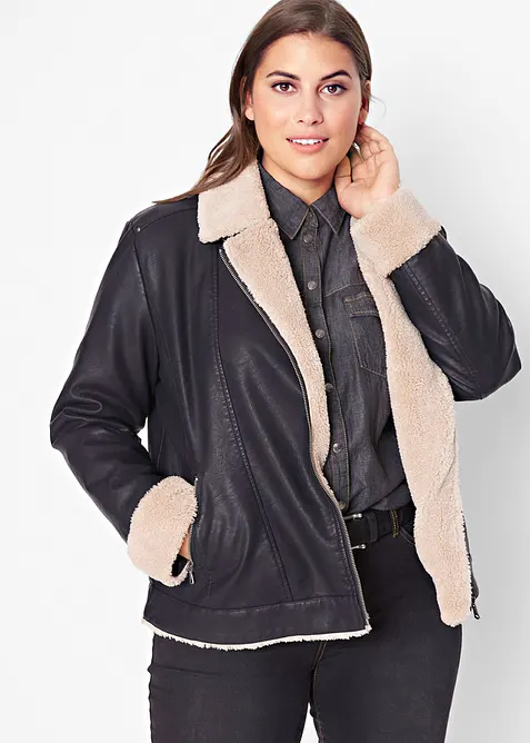 Imitatieleren jas, gevoerd, bonprix