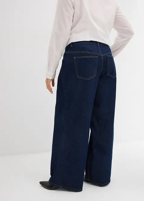 Wide leg jeans met mid waist, bonprix