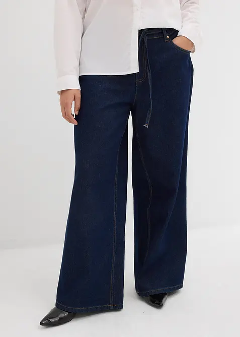 Wide leg jeans met mid waist, bonprix