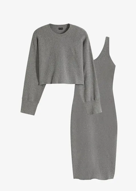 Gebreide jurk en shirt (2-dlg. set), bonprix