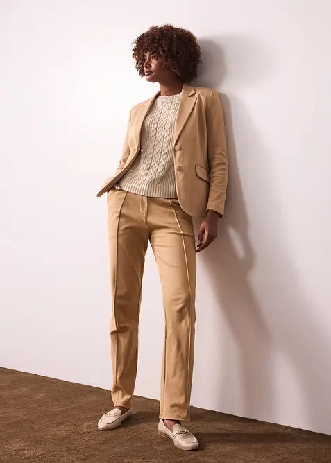 Getailleerde blazer van katoen-jersey, bonprix