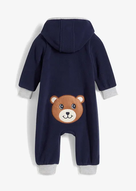 Baby fleece jumpsuit met capuchon, bonprix