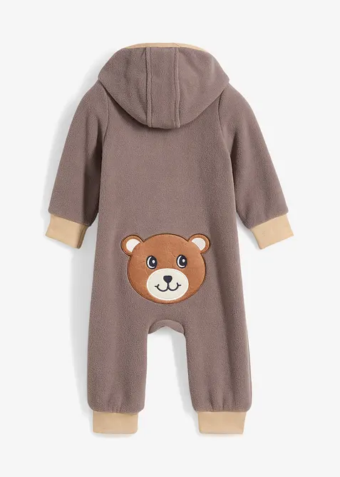 Baby fleece jumpsuit met capuchon, bonprix