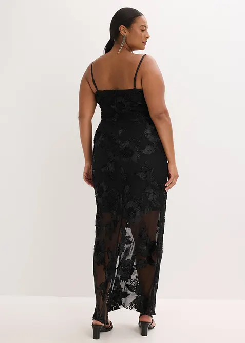 Maxi jurk met gebloemd borduursel, bonprix